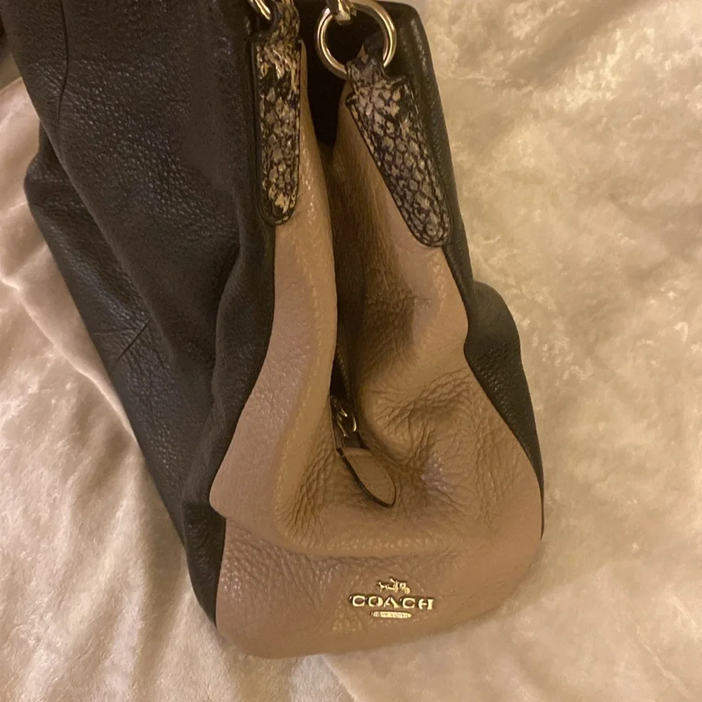 COACH Phoebe Hobo Shoulder Bag in Exotic Embossed Leather Trim - Picture 6 of 9
